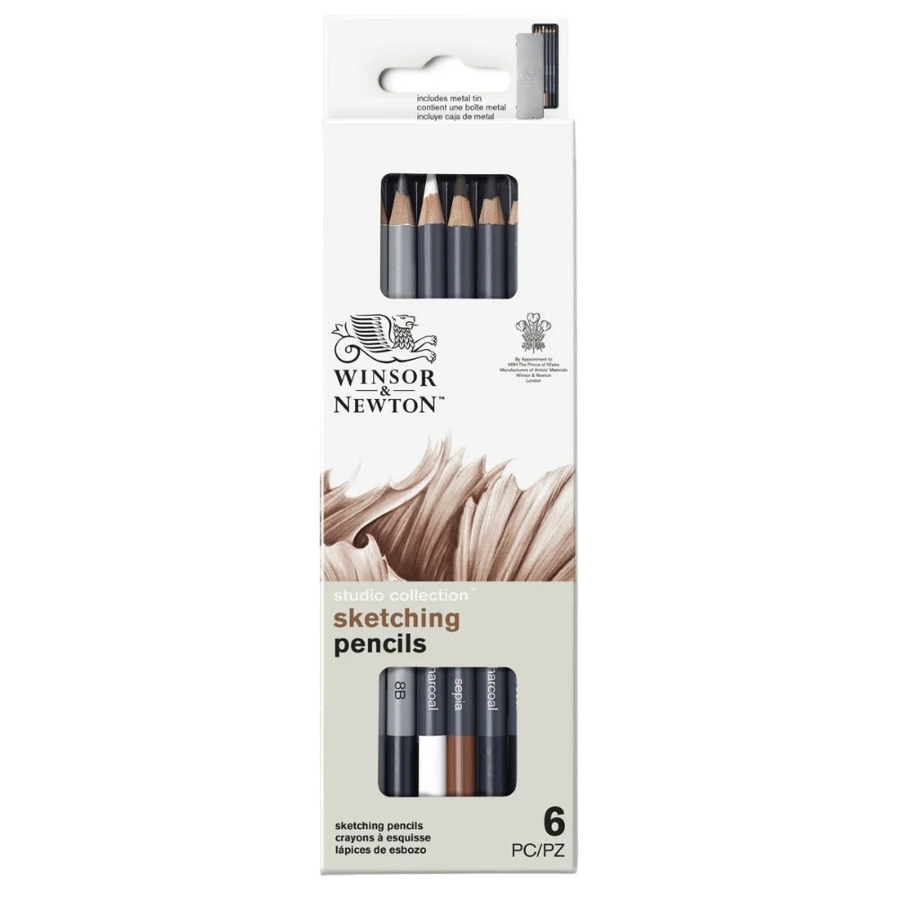 Winsor & Newton 6’lı Eskiz Kalemi Seti – Metal Kutulu