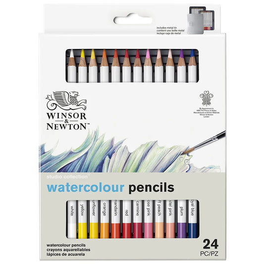 Winsor & Newton Precision Watercolour Pencil Set (Metal Kutulu 24 x Sulu Boya Kalem)