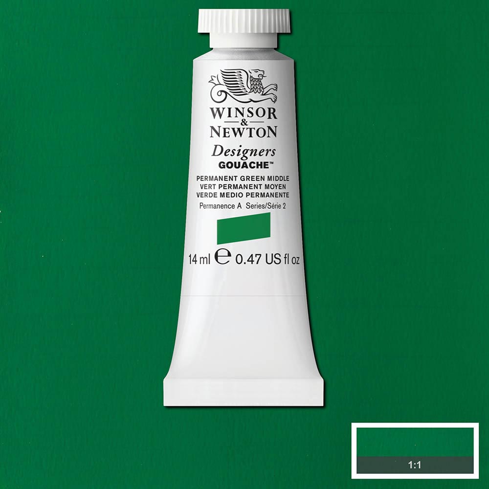Winsor & Newton Designer's Gouache 14ml Permanent Green Middle 484 S.2
