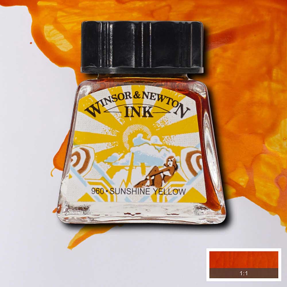 Winsor & Newton Drawing Ink 14ml Sunshine Yellow 633