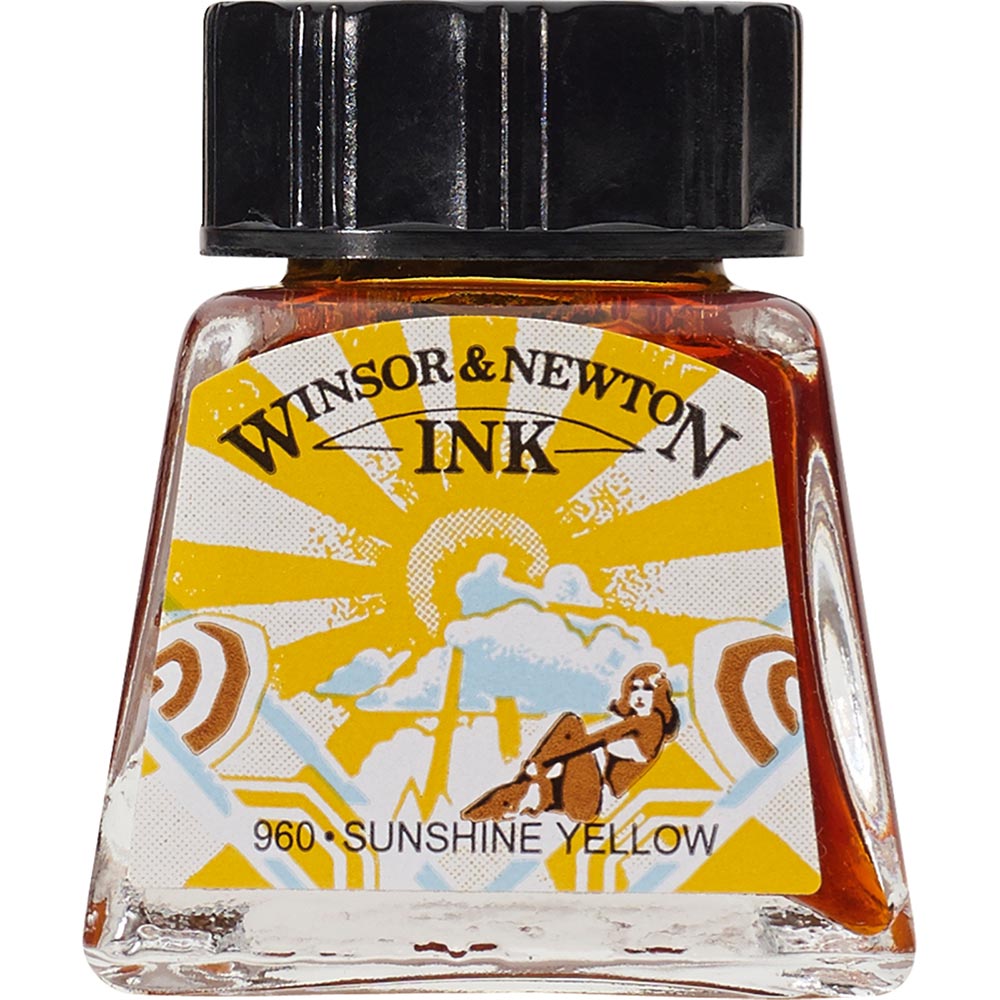 Winsor & Newton Drawing Ink 14ml Sunshine Yellow 633