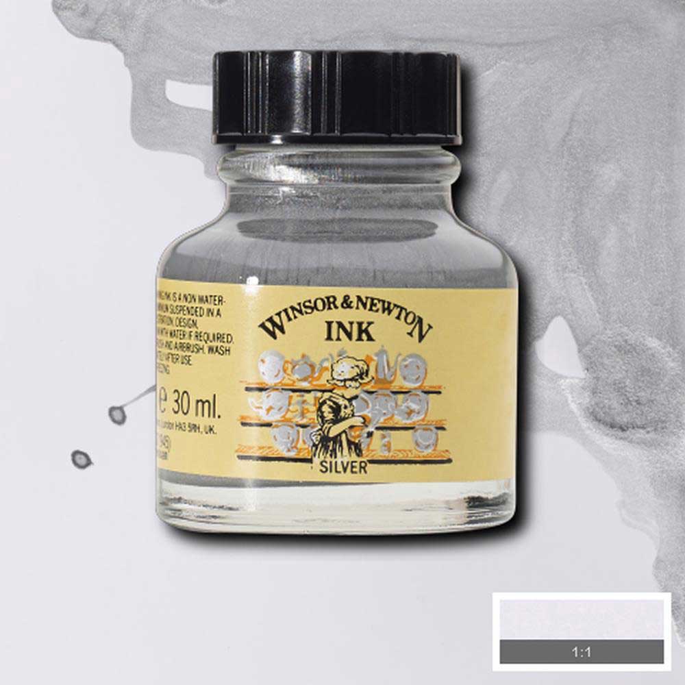 Winsor & Newton Drawing Ink 30ml Silver 617