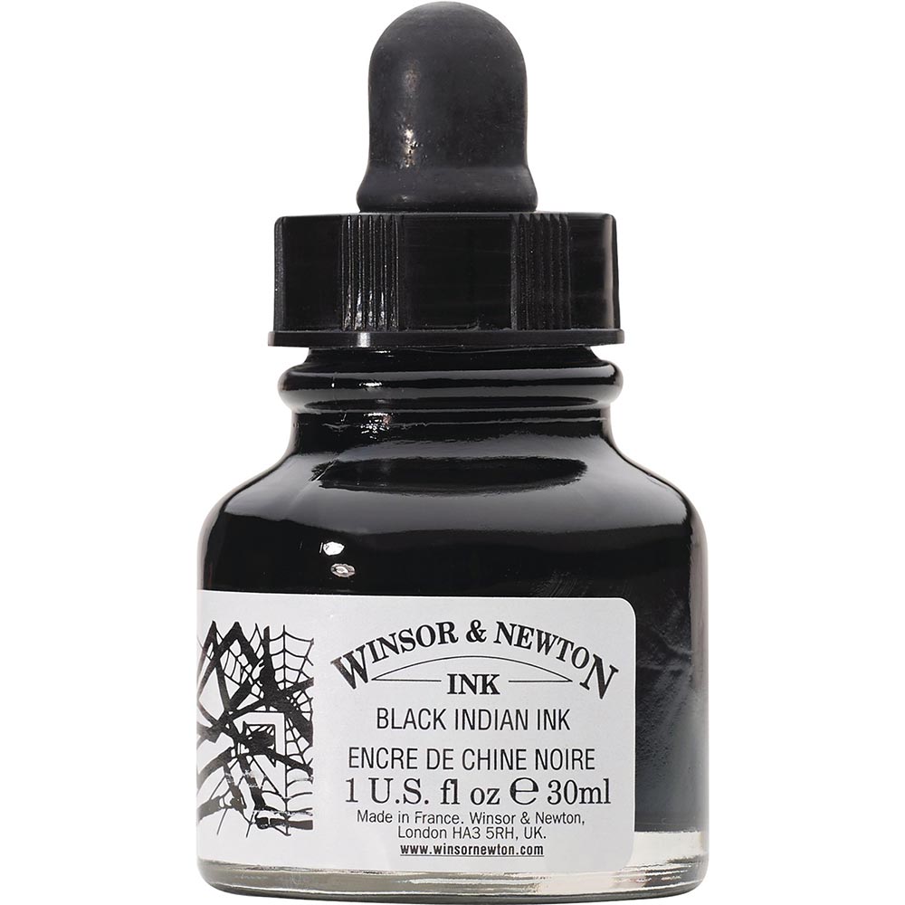 Winsor & Newton Drawing Ink 30ml Black 030 (Damlalıklı Şişe)