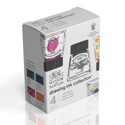 Winsor & Newton Drawing Ink Collection 4'lü Set Zengin Tonlar