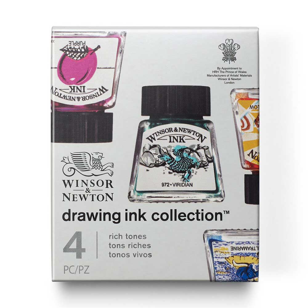 Winsor & Newton Drawing Ink Collection 4'lü Set Zengin Tonlar