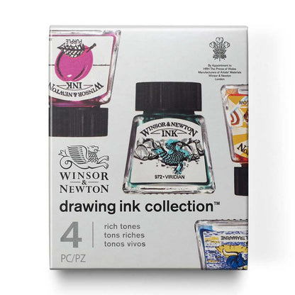 Winsor & Newton Drawing Ink Collection 4'lü Set Zengin Tonlar