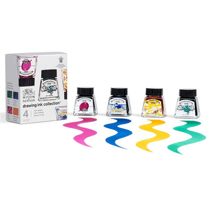 Winsor & Newton Drawing Ink Collection 4'lü Set Zengin Tonlar
