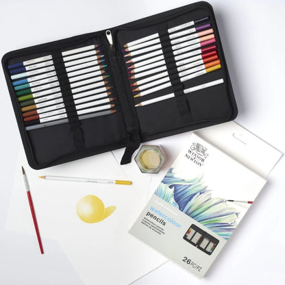 Winsor&Newton Studio Collection 26'lu Sulu Boya Kalemi Seti - Çantalı