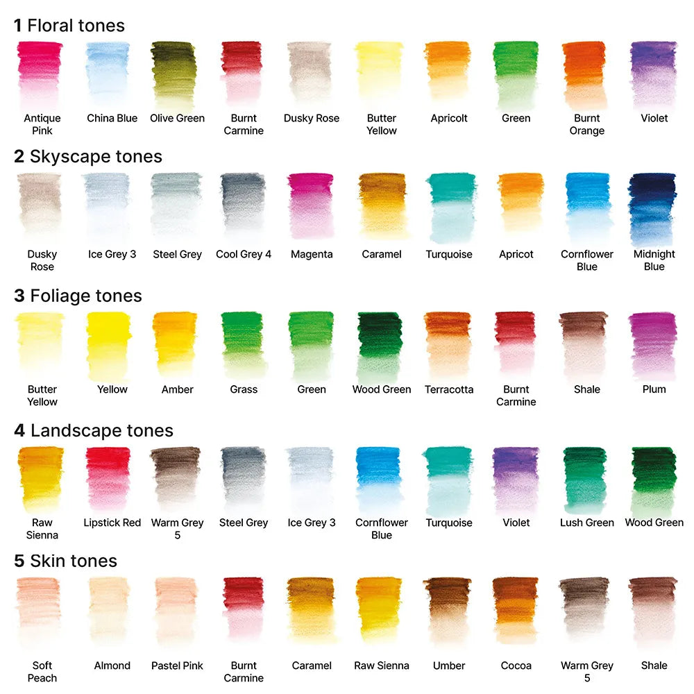 Winsor & Newton Studio Collection 50'li Sulu Boya Kalem Set (5 x 10 Sulu Boya Kalem Seti)