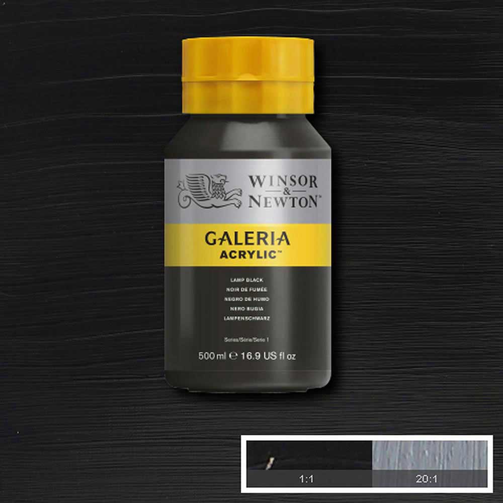 Winsor & Newton Galeria Acrylic 500ml Lamp Black 337