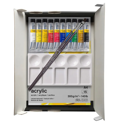 Winsor & Newton Galeria Akrilik Boya Seti (10 x 12ml Akrilik Boya Seti + Fırça + Bloknot + Palet)