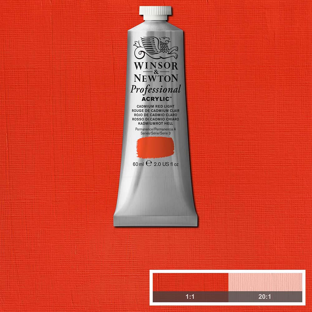 Winsor & Newton Professional Acrylic 60ml Cadmium Red Light 100 S.3