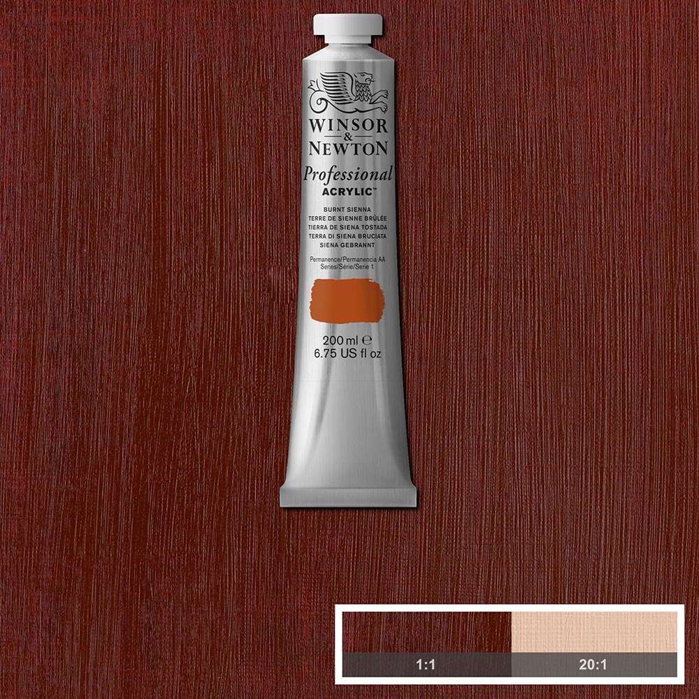 Winsor & Newton Professional Acrylic 200ml Burnt Sienna 074 S.1