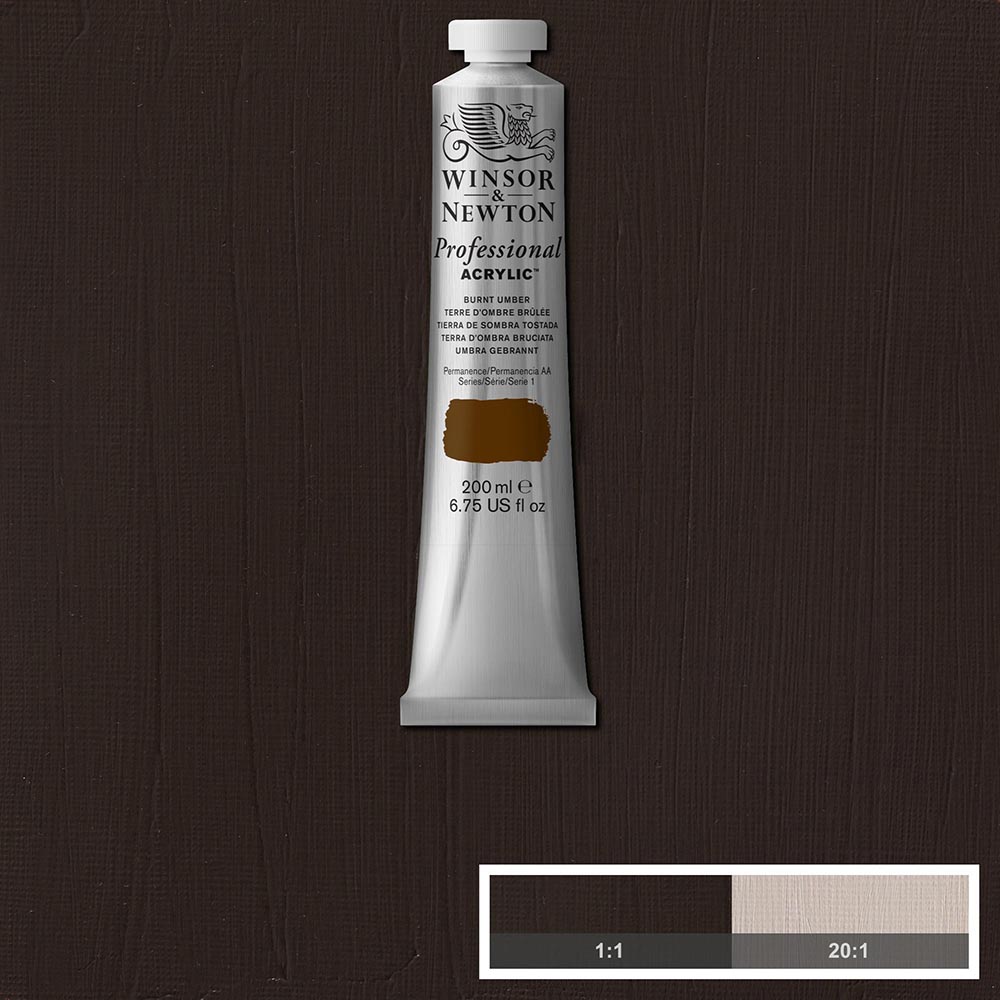 Winsor & Newton Professional Acrylic 200ml Burnt Umber 076 S.1