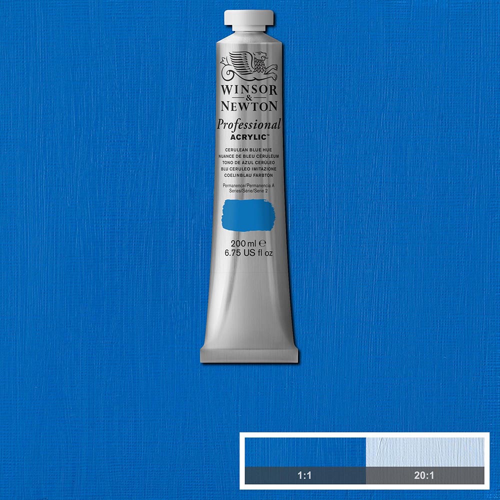 Winsor & Newton Professional Acrylic 200ml Cerulean Blue Hue 139 S.2