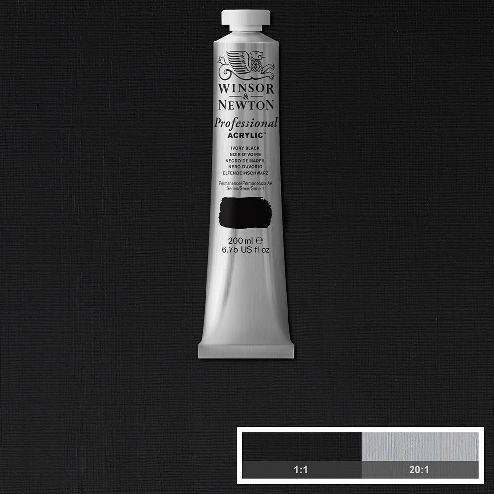 Winsor & Newton Professional Acrylic 200ml Ivory Black 331 S.1
