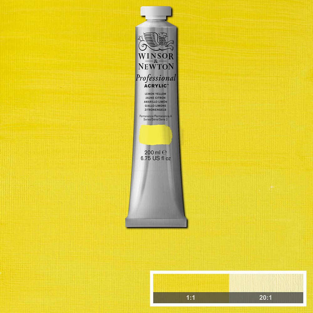 Winsor & Newton Professional Acrylic 200ml Lemon Yellow Hue 346 S.2
