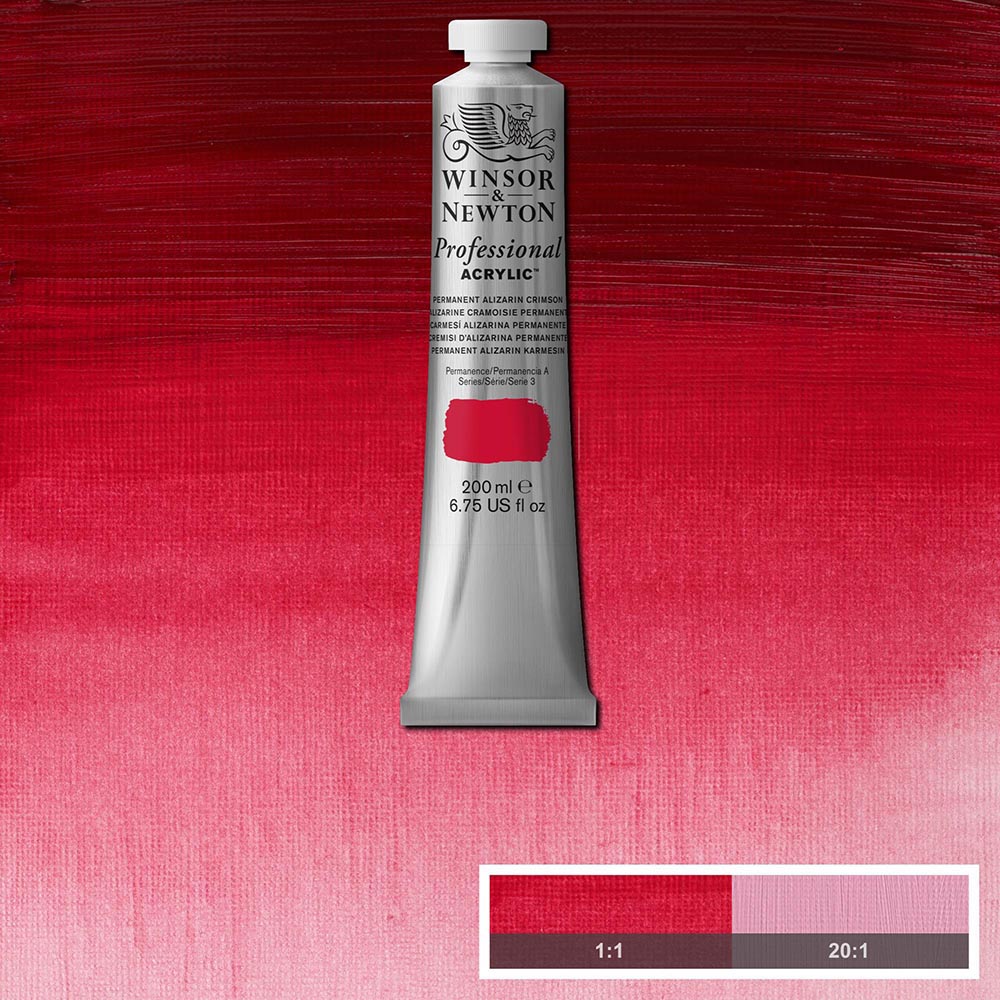 Winsor & Newton Professional Acrylic 200ml Permanent Alizarin Crimson 466 S.3
