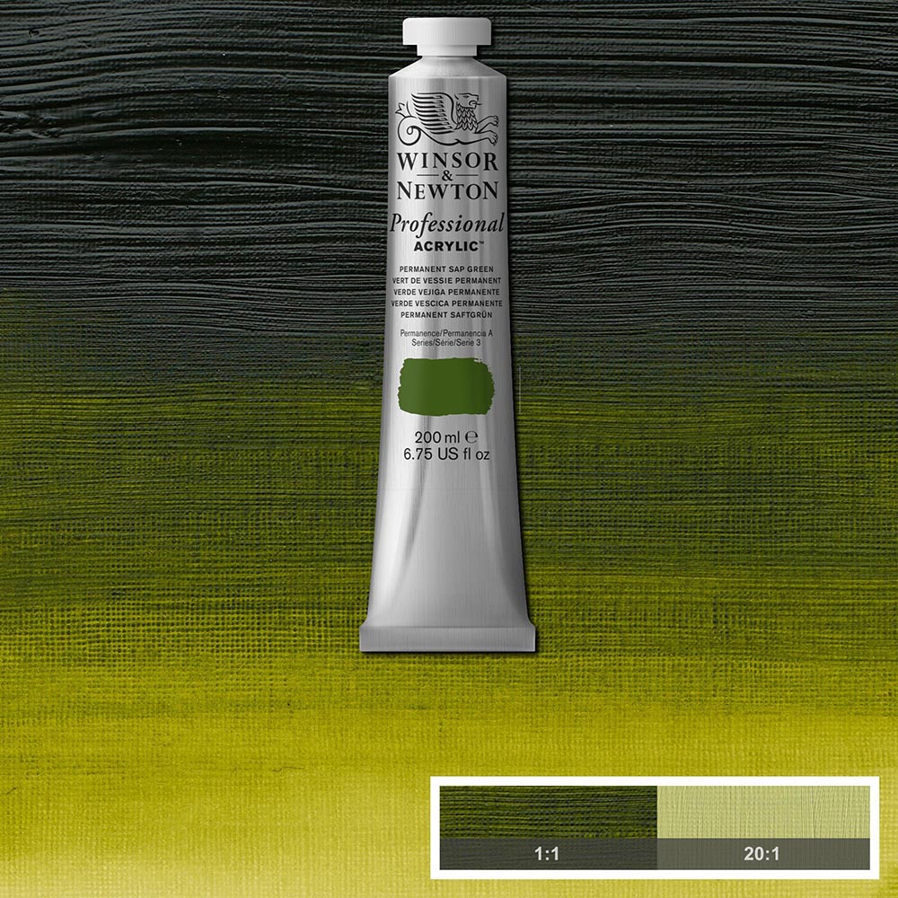 Winsor & Newton Professional Acrylic 200ml Permanent Sap Green 503 S.3