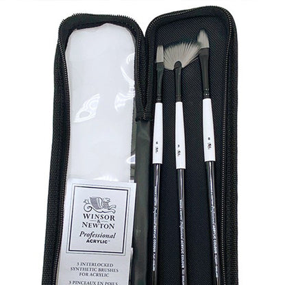 Winsor & Newton Professional Akrilik Uzun Saplı Sentetik Fırça Seti Çantalı (3 adet)