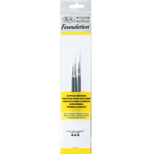 Winsor & Newton Foundation Kısa Saplı Sentetik Akrilik Fırçası Seti 3'lü (1)