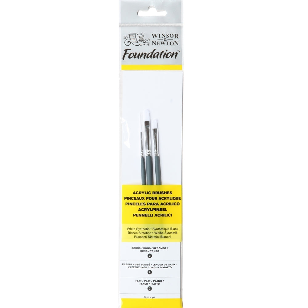 Winsor & Newton Foundation Kısa Saplı Sentetik Akrilik Fırçası Seti 3'lü (3)