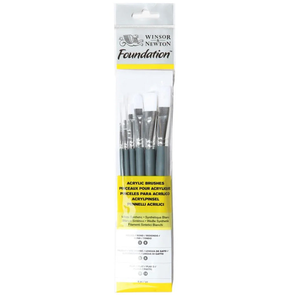 Winsor & Newton Foundation Kısa Saplı Sentetik Akrilik Fırçası Seti 6'lı