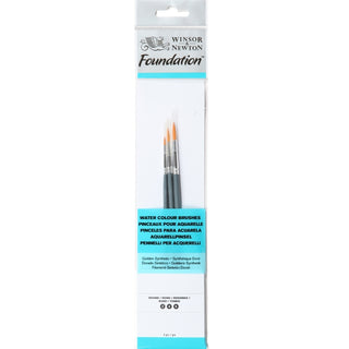 Winsor & Newton Foundation Kısa Saplı Sentetik Sulu Boya Fırçası Seti 3'lü (1)