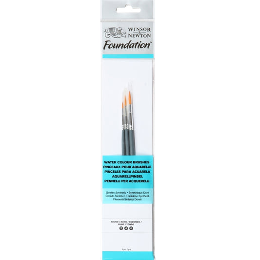 Winsor & Newton Foundation Kısa Saplı Sentetik Sulu Boya Fırçası Seti 3'lü (1)
