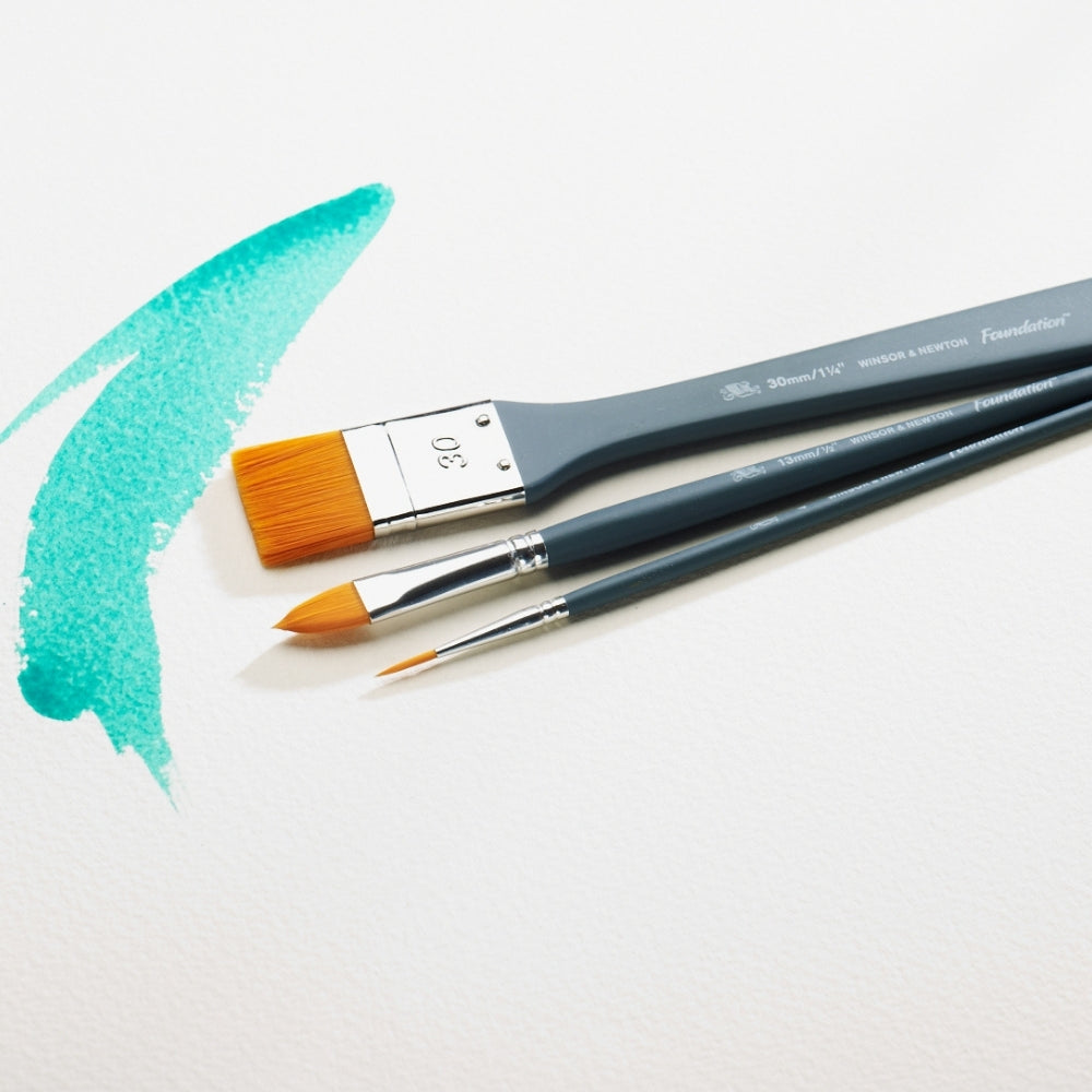 Winsor & Newton Foundation Kısa Saplı Sentetik Sulu Boya Fırçası Seti 3'lü (2)