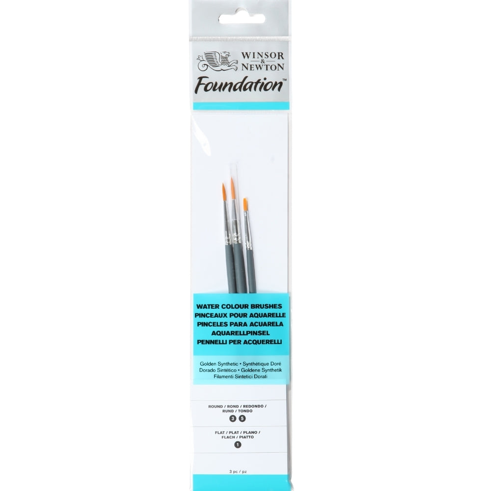 Winsor & Newton Foundation Kısa Saplı Sentetik Sulu Boya Fırçası Seti 3'lü (2)