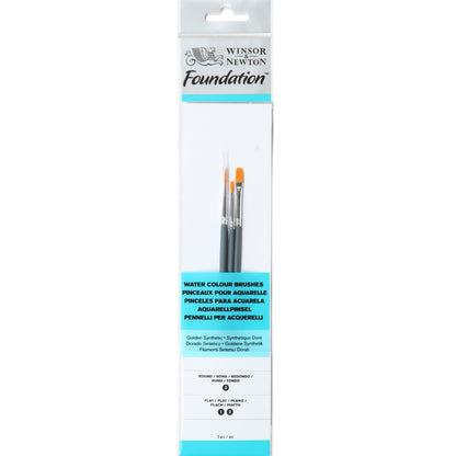 Winsor & Newton Foundation Kısa Saplı Sentetik Sulu Boya Fırçası Seti 3'lü (3)