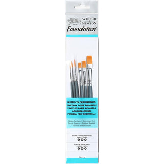 Winsor & Newton Foundation Kısa Saplı Sentetik Sulu Boya Fırçası Seti 6'lı (1)