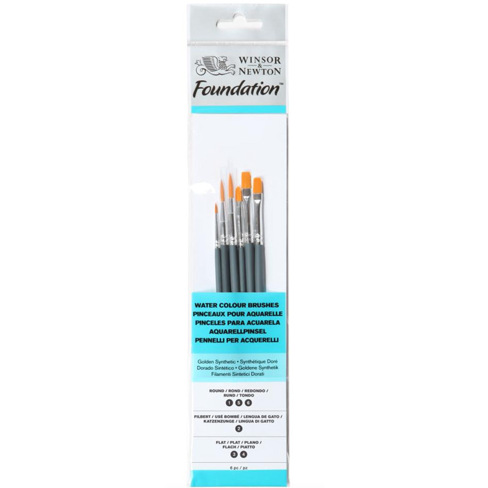 Winsor & Newton Foundation Kısa Saplı Sentetik Sulu Boya Fırçası Seti 6'lı (2)
