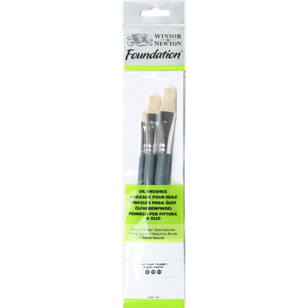 Winsor & Newton Foundation Kısa Saplı Sert Kıl Yağlı Boya Fırçası Seti 3'lü