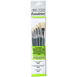 Winsor & Newton Foundation Kısa Saplı Sert Kıl Yağlı Boya Fırçası Seti 6'lı