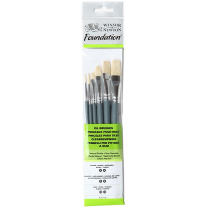 Winsor & Newton Foundation Kısa Saplı Sert Kıl Yağlı Boya Fırçası Seti 6'lı