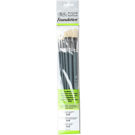 Winsor & Newton Foundation Uzun Saplı Sert Kıl Yağlı Boya Fırçası Seti 6'lı