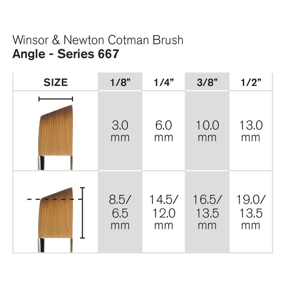 Winsor & Newton Cotman Seri 667 Kısa Saplı Sentetik Açılı Fırça N:3/8" (10mm)