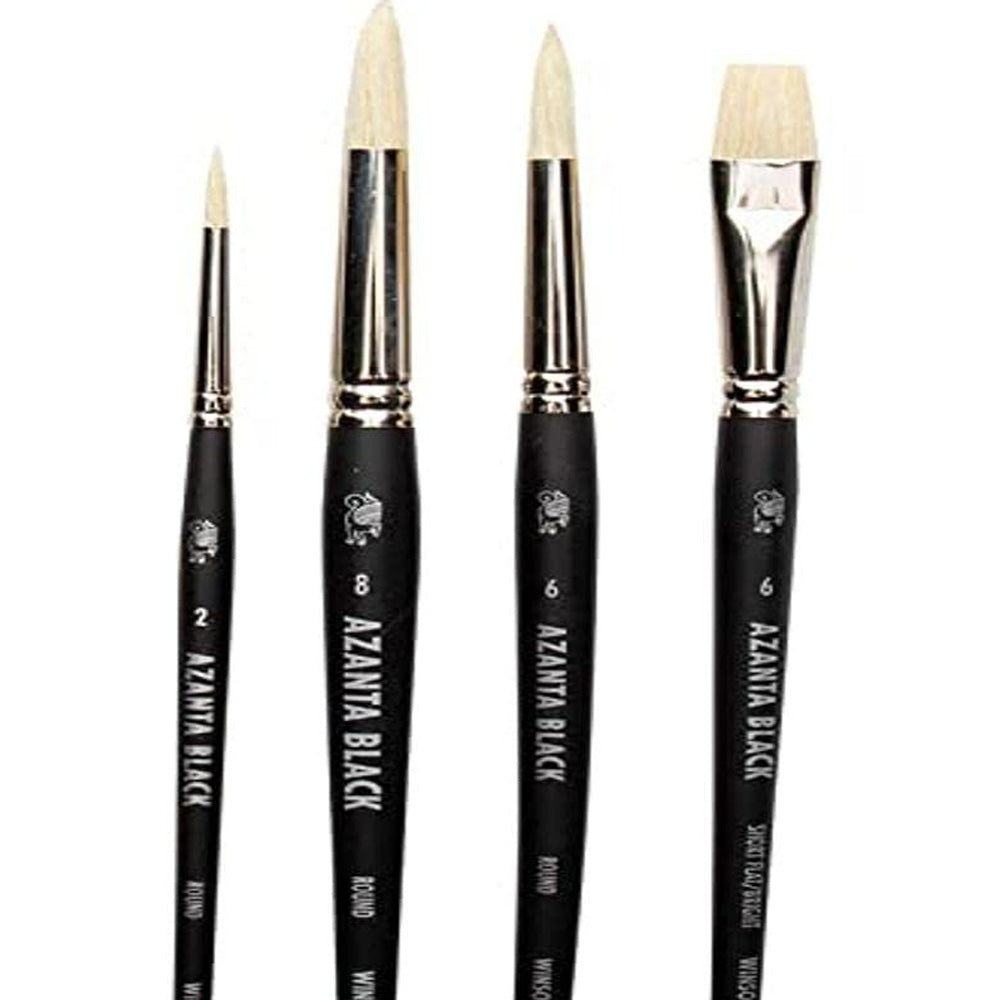 Winsor & Newton Azanta Black Kısa Saplı Sert Kıl Fırça Seti (4 adet)