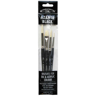 Winsor & Newton Azanta Black Kısa Saplı Sert Kıl Fırça Seti (4 adet)