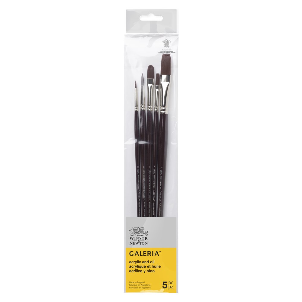 Winsor & Newton Galeria Uzun Saplı Sentetik Fırça Set 1 (5'li)