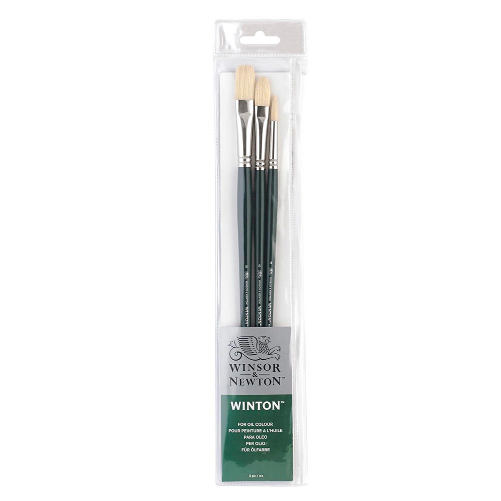 Winsor & Newton Winton Uzun Saplı Sert Kıl Fırça Seti (3'lü)