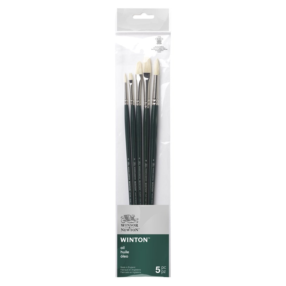 Winsor & Newton Winton Uzun Saplı Sert Kıllı Fırça Set 1 (5'li)