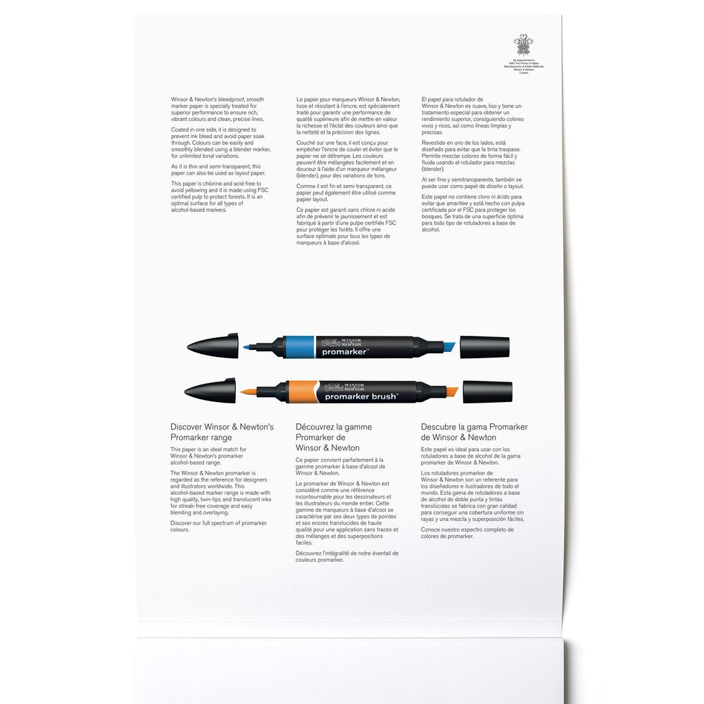Winsor & Newton Bleedproof Marker Pad 75gr 50 Sayfa A3 (29.7x42cm) (Akma Yapmayan Markör Bloknotu)