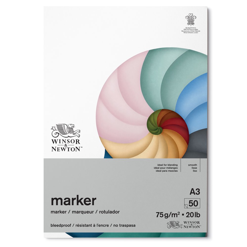 Winsor & Newton Bleedproof Marker Pad 75gr 50 Sayfa A3 (29.7x42cm) (Akma Yapmayan Markör Bloknotu)