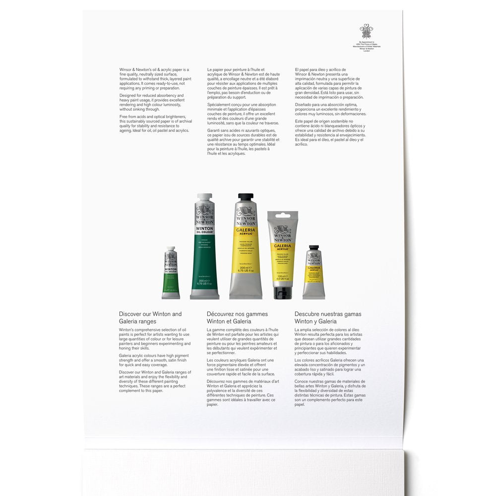 Winsor & Newton Yağlı Boya Akrilik Bloknotu (Yapışkanlı) 230gr 10 Sayfa 41x51cm