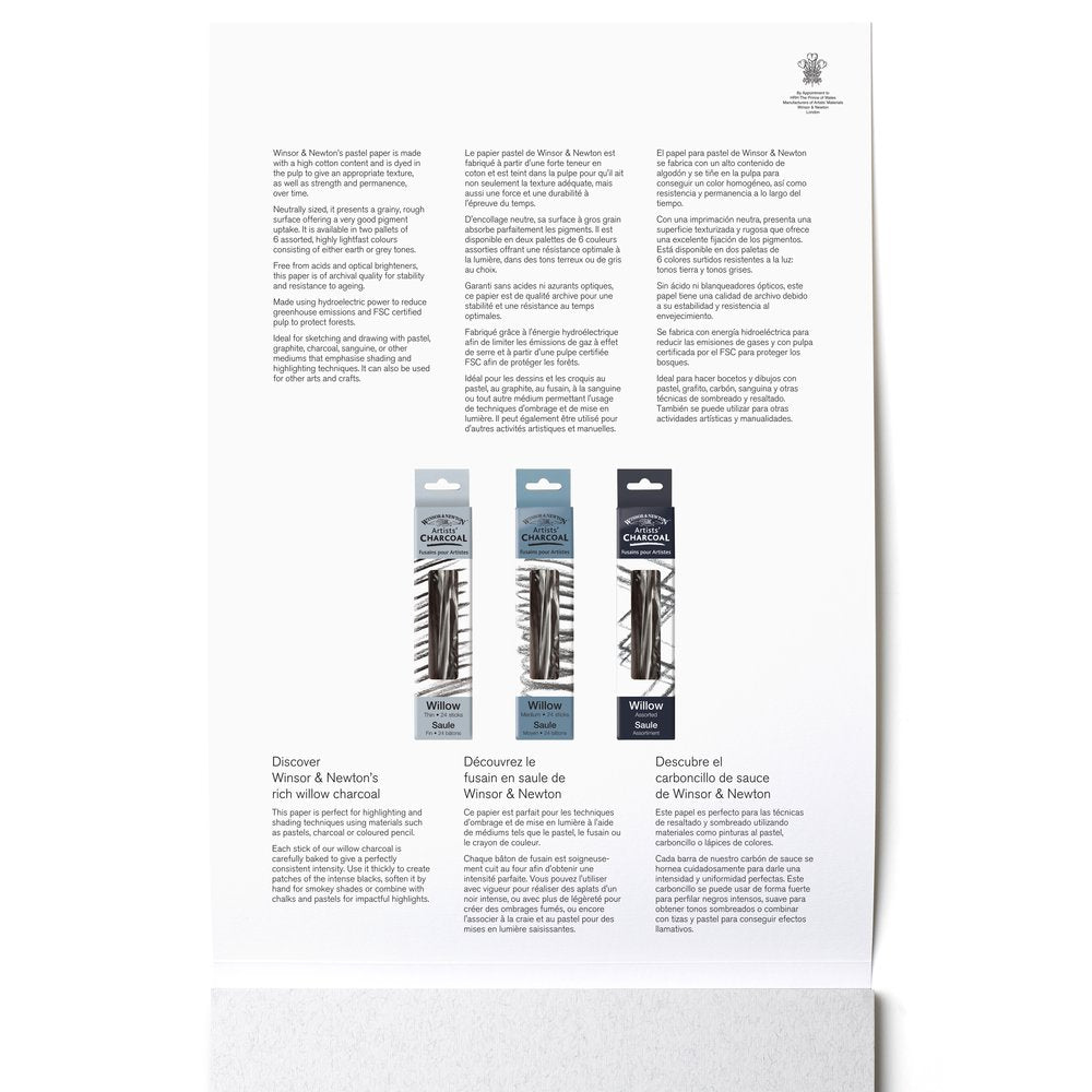 Winsor & Newton Pastel Bloknotu (Yapışkanlı) Gri Tonlu Naturel Dokulu 160gr 24 Sayfa A4 (21x29.7cm)