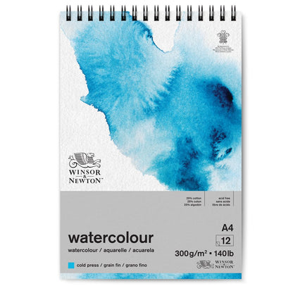 Winsor & Newton Sulu Boya Bloknotu (Spiralli) Soğuk Baskı 300gr 12 Sayfa A4 (21x29.7cm)