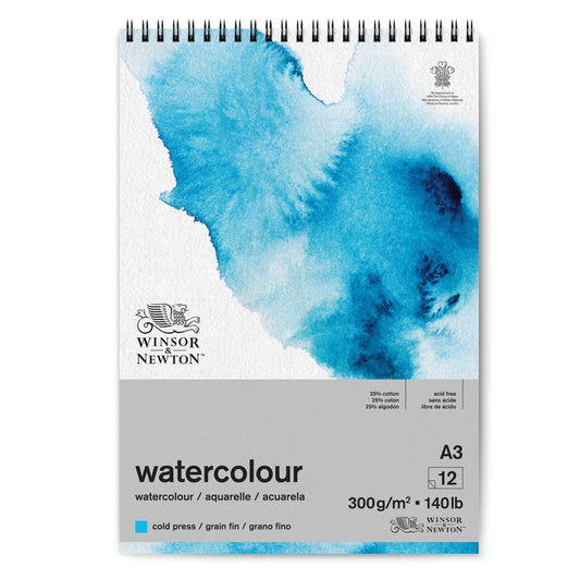 Winsor & Newton Sulu Boya Bloknotu (Spiralli) Soğuk Baskı 300gr 12 Sayfa A3 (29.7x42cm)
